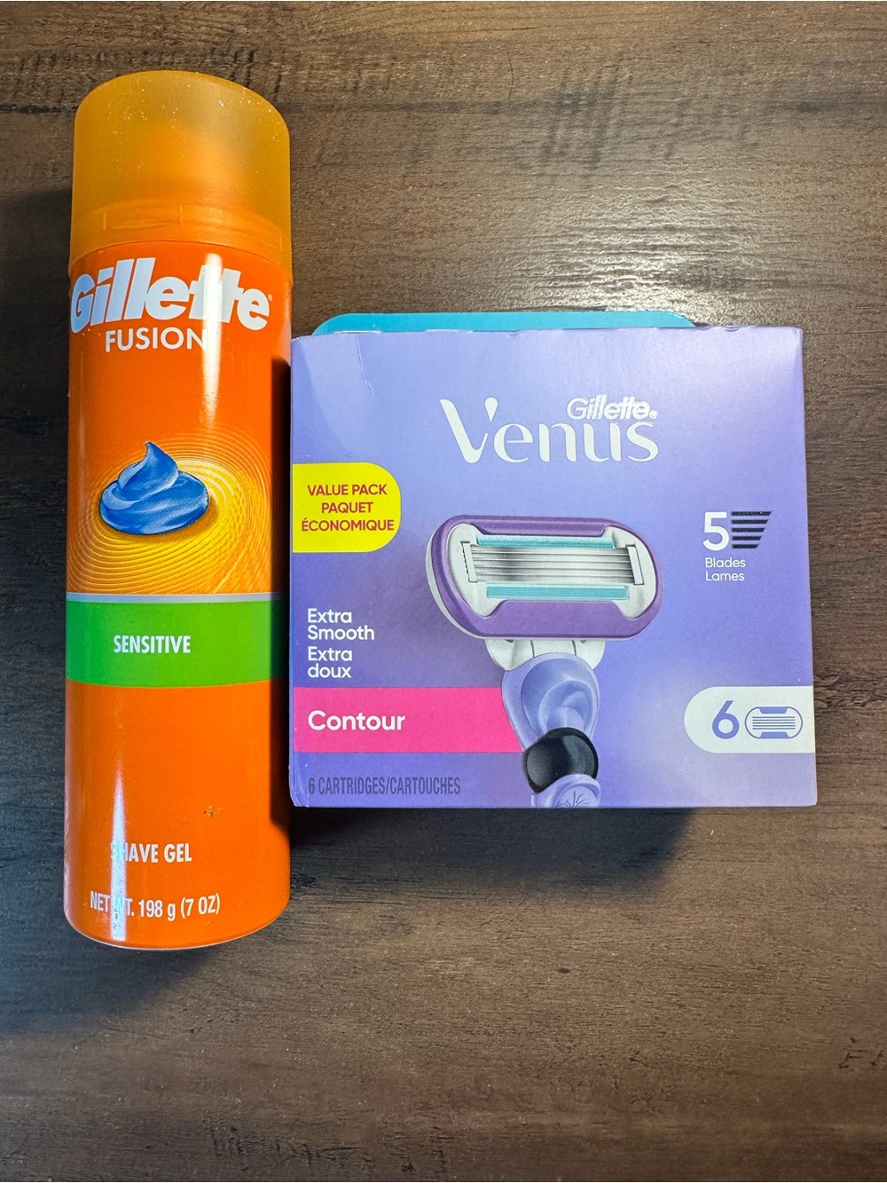Venus Contour Extra Smooth 5-Blade Refills 6 Ct & Gillette Fusion Shave Gel NEW